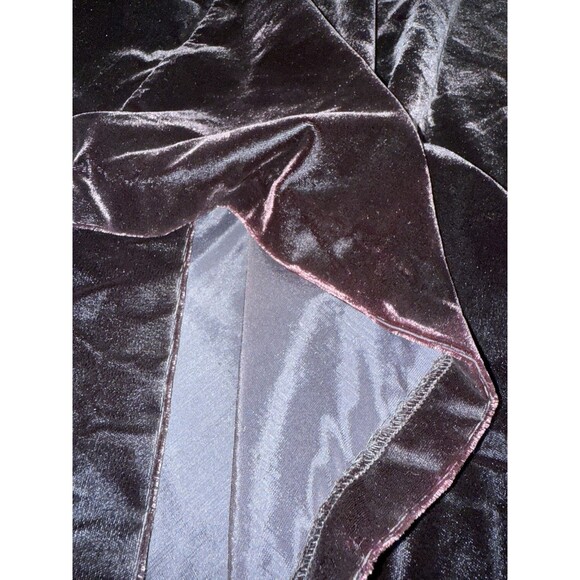 Vintage David Brown x Saks Velvet Maxi Gown Black Satin Puff Sleeves L USA Opera - Picture 12 of 13